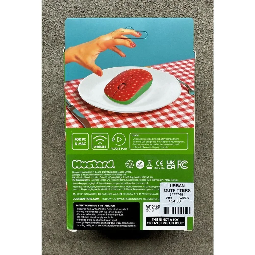 Wireless “Very Berry” Computer Mouse Strawberry Red Green Color Cute Playful Kaw